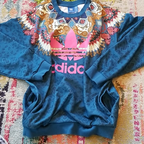 FARM RIO × ADIDAS Collab BLUE Butterflies FEATHERS Leggings P/O Sweatshirt SET S - Picture 5 of 16